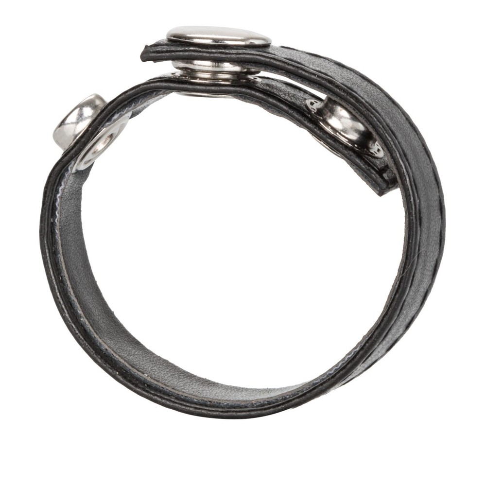 Leather 3-Snap Ring - Multi-Purpose Adjustable Penis Erection Enhancer Cock Ring