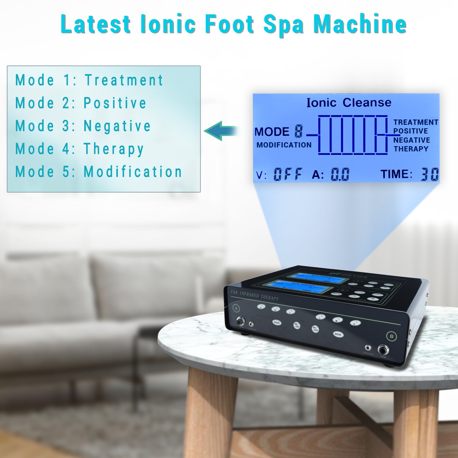 Dual Detox Ionic Foot Bath Spa Cleanse Massage Machine w/ Infrared Belt Home