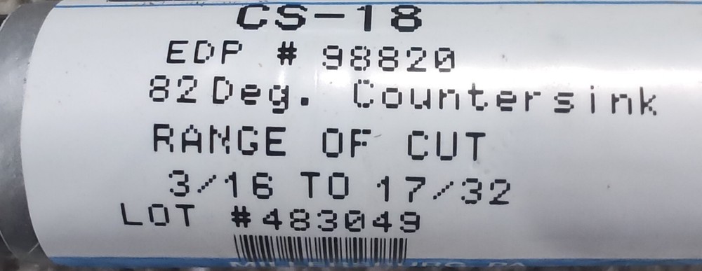 WELSON TOOL CS-18 82° COUNTER SINK