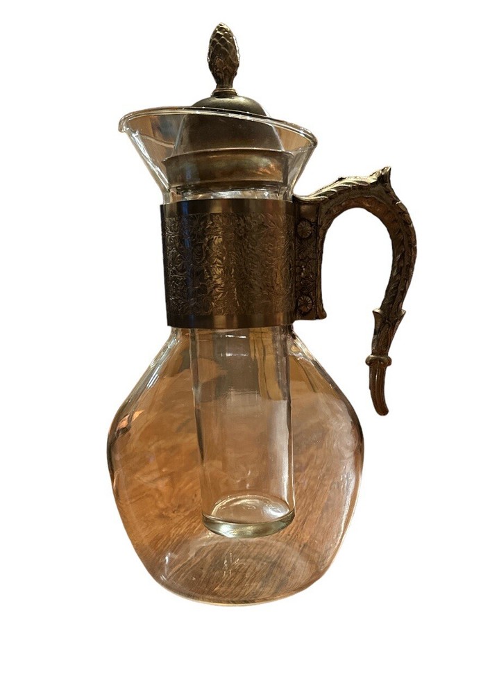 Vintage Silver Plate and Corning Glass Pitcher with Insert