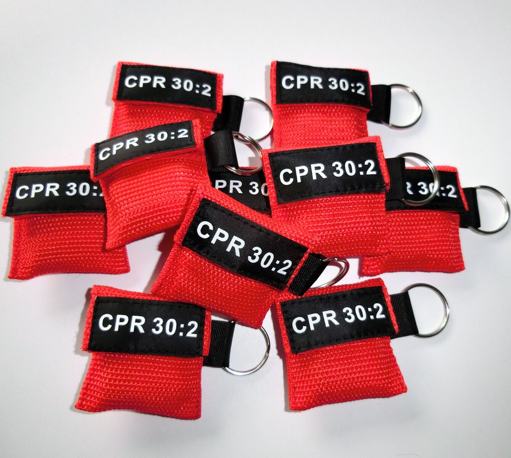 200 pcs First Aid CPR Mask CPR Face Shield CPR 30:2 Training Red