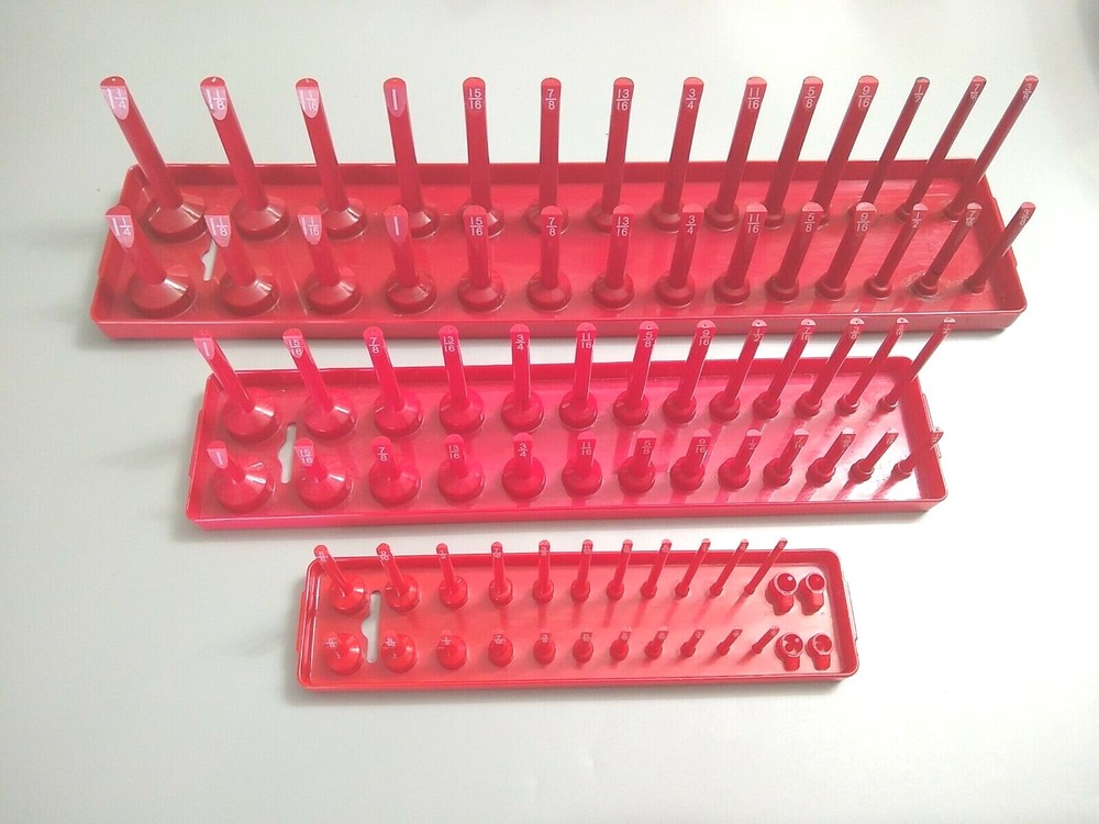 3 Socket Organizer Trays / Rack Storage / Holder Set, 1/4" 3/8" 1/2" Dr *S.A.E.*