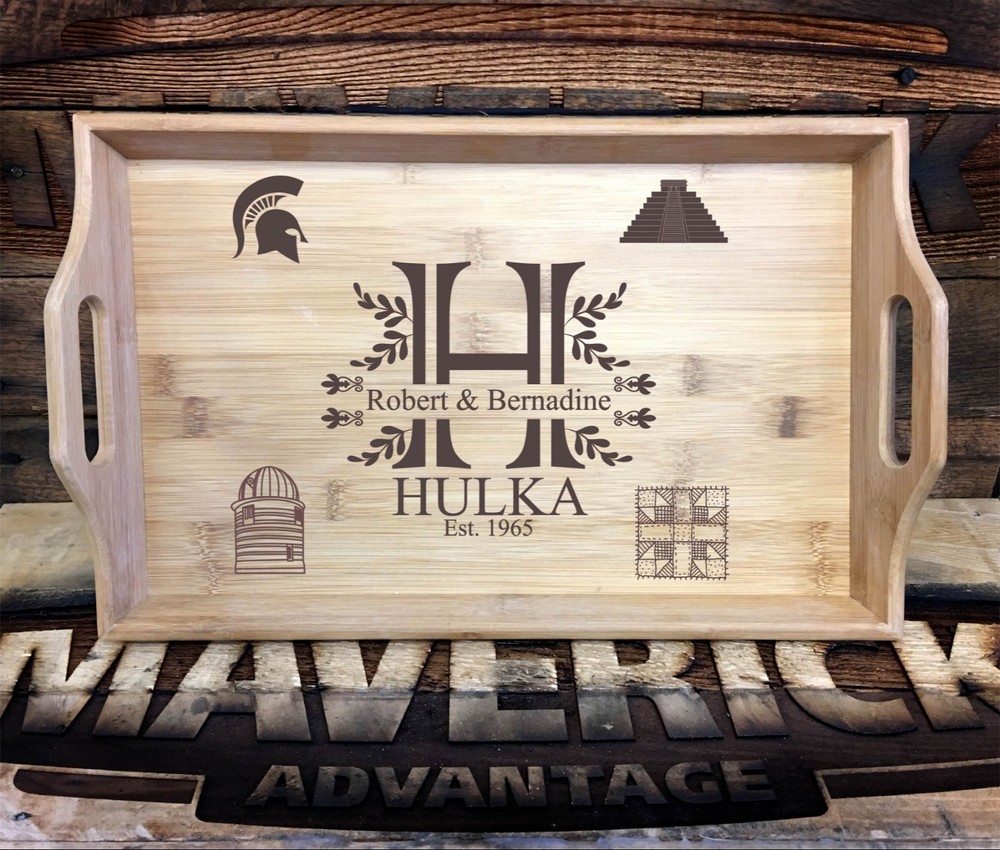 Customizable Serving Tray, Wedding, Anniversary Gift, Bamboo Engraved