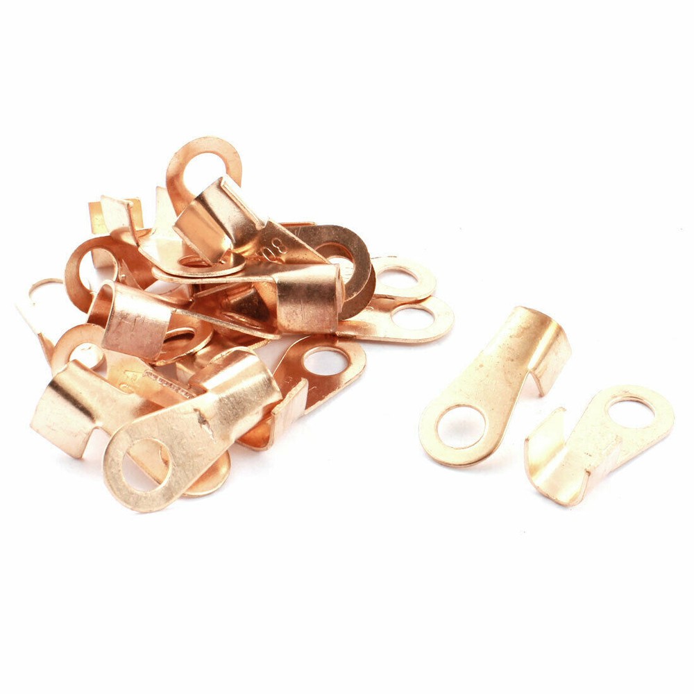 20 Pcs 80A Open Cable Connector Ring Lug Copper Passing Through Terminals #