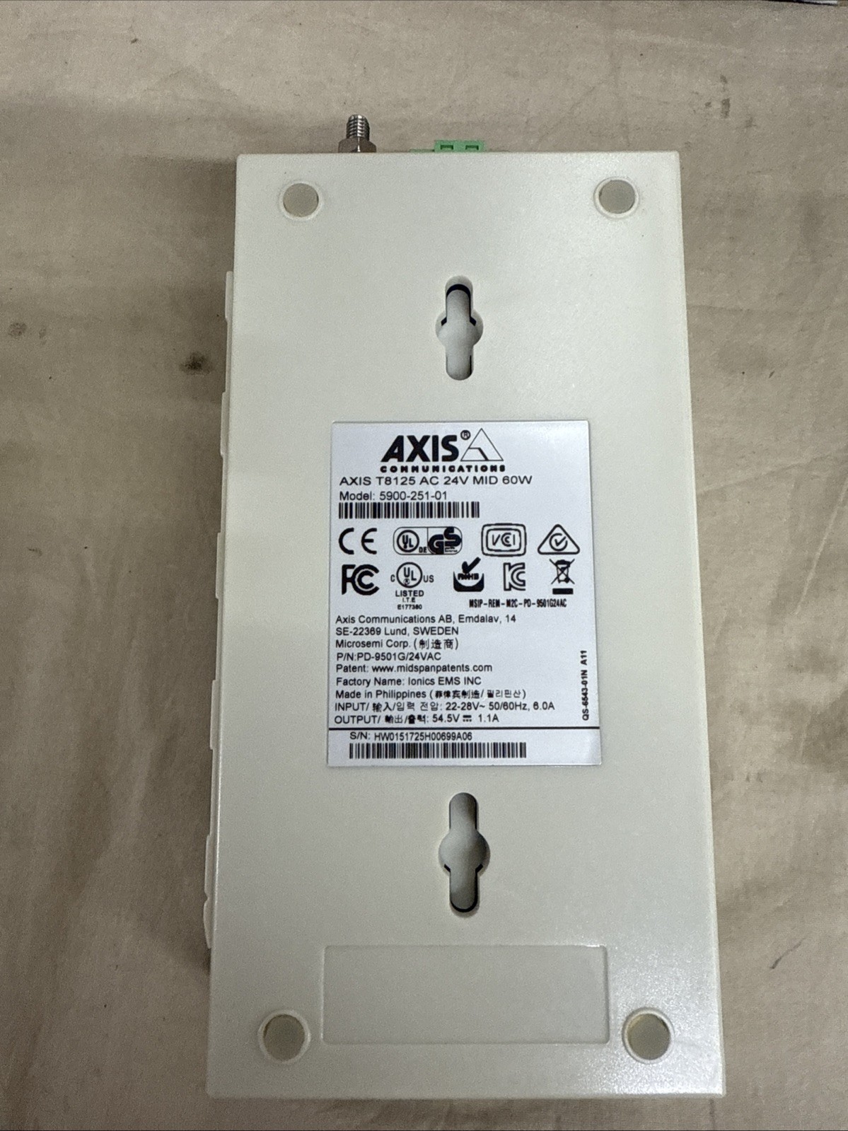 BRAND NEW AXIS T8125 AC 24V MIDSPAN 60W 5900-251