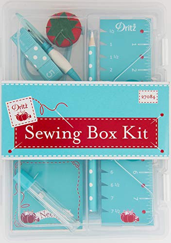Sewing Box Kit,Teal/White