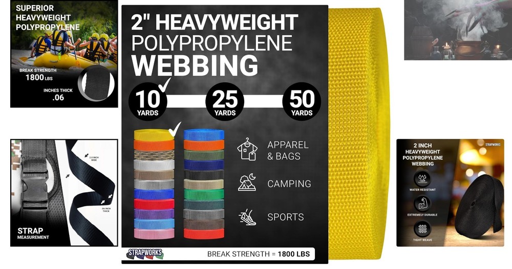 Versatile 2" x 10 Yards Heavyweight Polypropylene Webbing for All Outdoor Needs