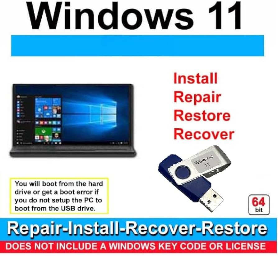 Windows 11 64bit USB Flash Drive - No System Requirement  UEFI
