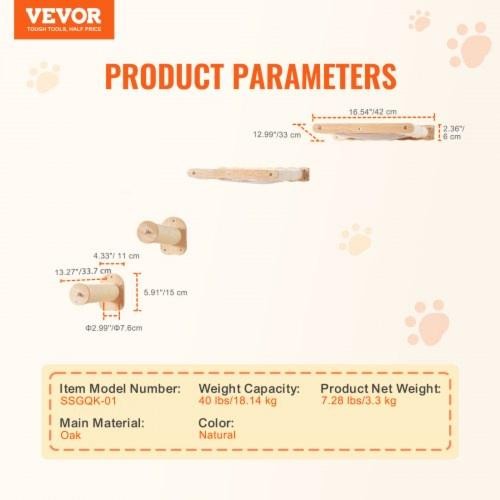 Wall Mounted Cat Shelves with 2 Jumping Posts 2 Hammocks up to 40 lbs