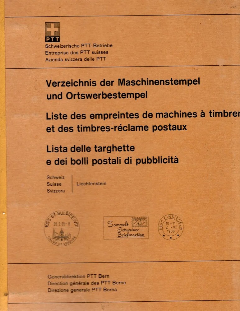 Swiss Machine & Advertising Postmarks Supplement 1973/74 Multilingual Philately