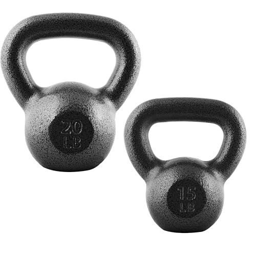 Cast Iron Kettlebell - Coated, Multiple Weights, Singles & Sets for Strength Tra