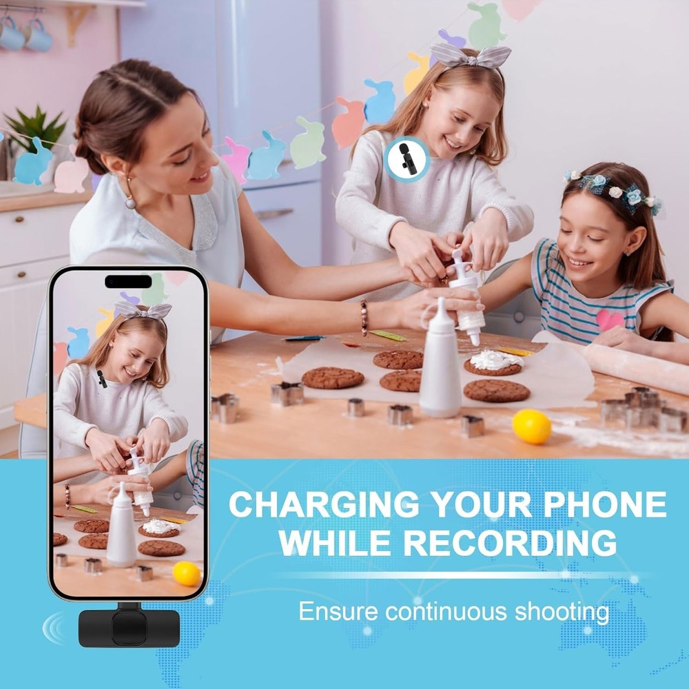 Wireless Microphone for iPhone 17 Pro Max/16/16e/16 Plus, Mini Lavalier Micropho