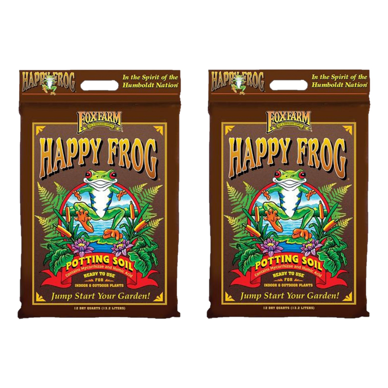 FoxFarm Happy Frog Potting Soil Mix with Mycorrhizal Fungi, 12qt (Pack of 2)