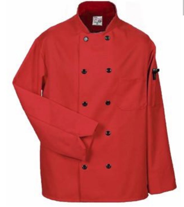 IMAGE SOLUTIONS PROFESSIONAL RED 10 BUTTON DOUBLE BREASTED CHEF COAT JACKET MED