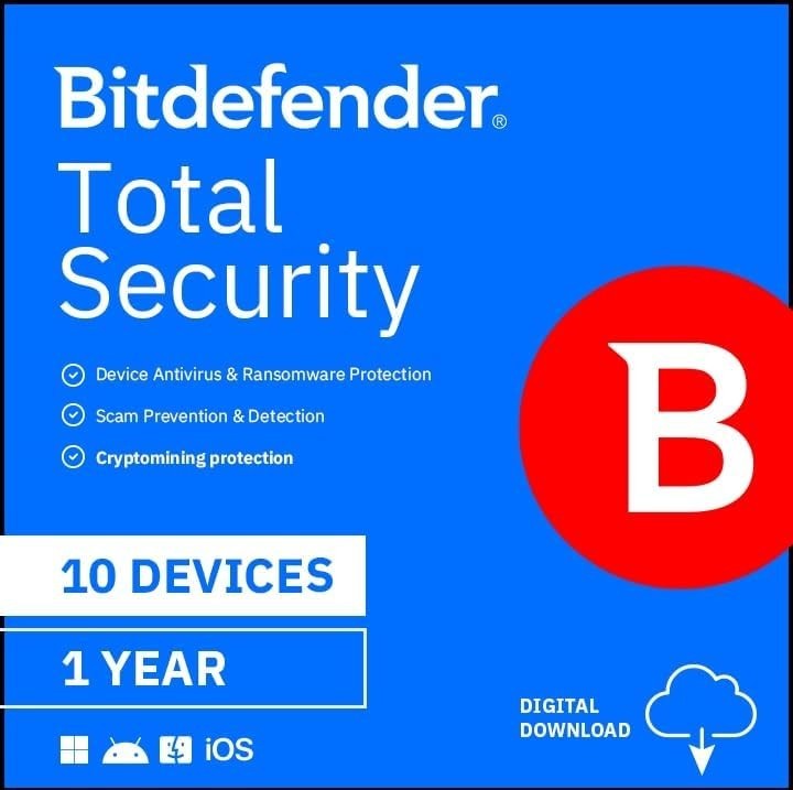 Bitdefender Total Security - 10 Devices / 1 Year. For USA Only. Fast Delivery
