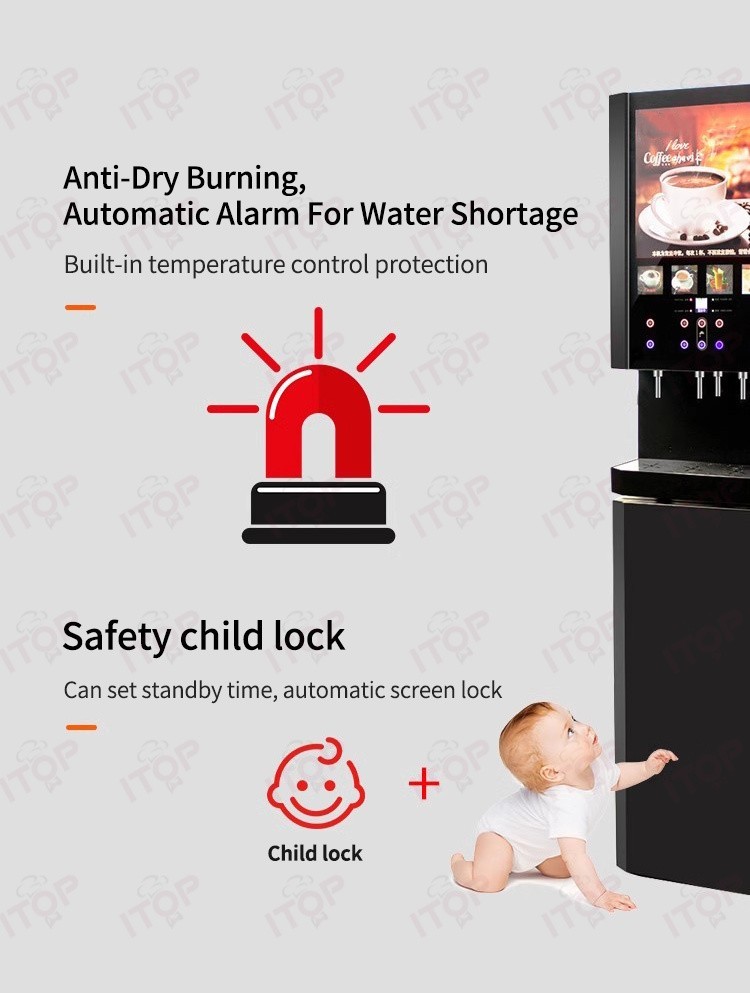 Commercial Instant Coffee Machine Adjustment Temper 4 Flavors Coffee Machine