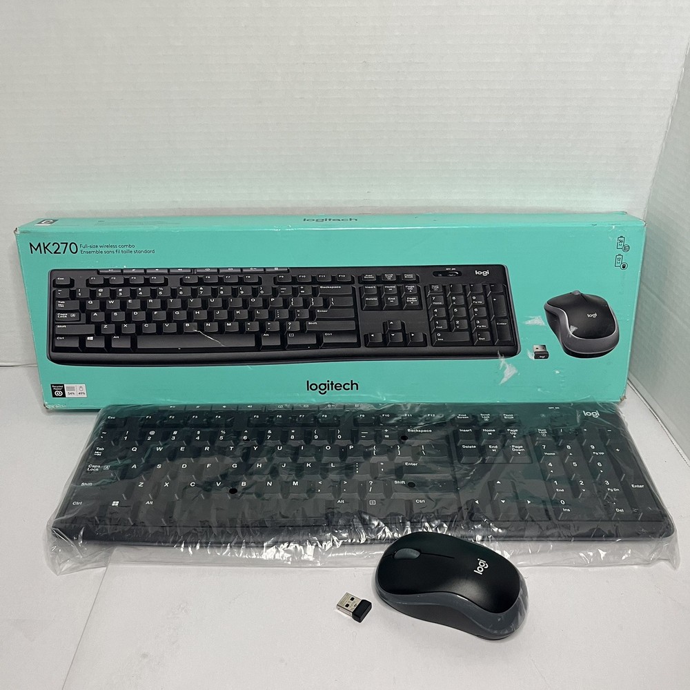 Logitech MK270 Wireless Keyboard and Mouse Combo Black USB Receiver - Open Box