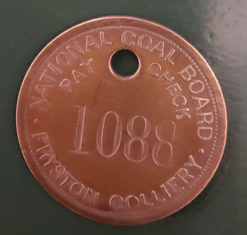 Colliery Pit Check - marked NATIONAL COAL BOARD PAY CHECK FRYSTON COLLIERY 1088