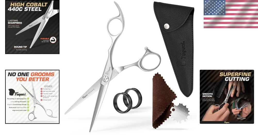 Versatile 6'' Haircut Scissors - Professional Barber Shears with Extra Rings