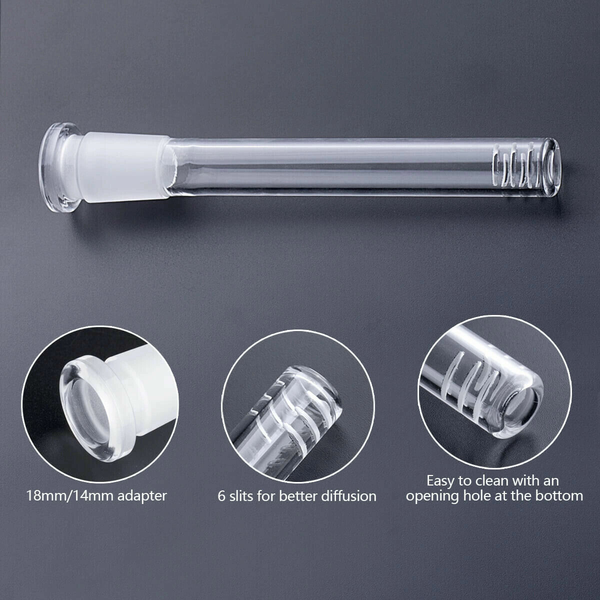 4-Pack 2.5 inch (Full Length: 3.8 Inch) Glass Downstem (18mm x14mm)