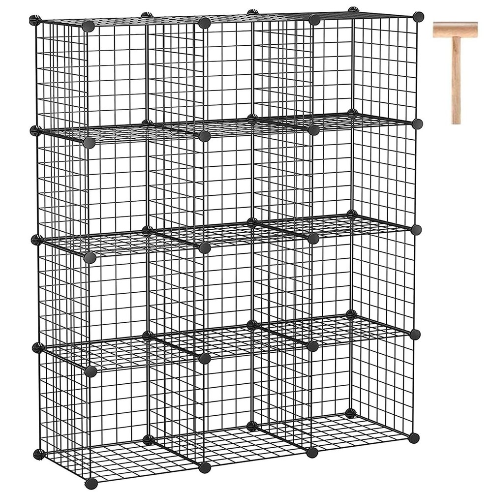 Wire Cube Storage, 12-Cube Storage Organizer Metal, C Grids Storage Bins Shel...
