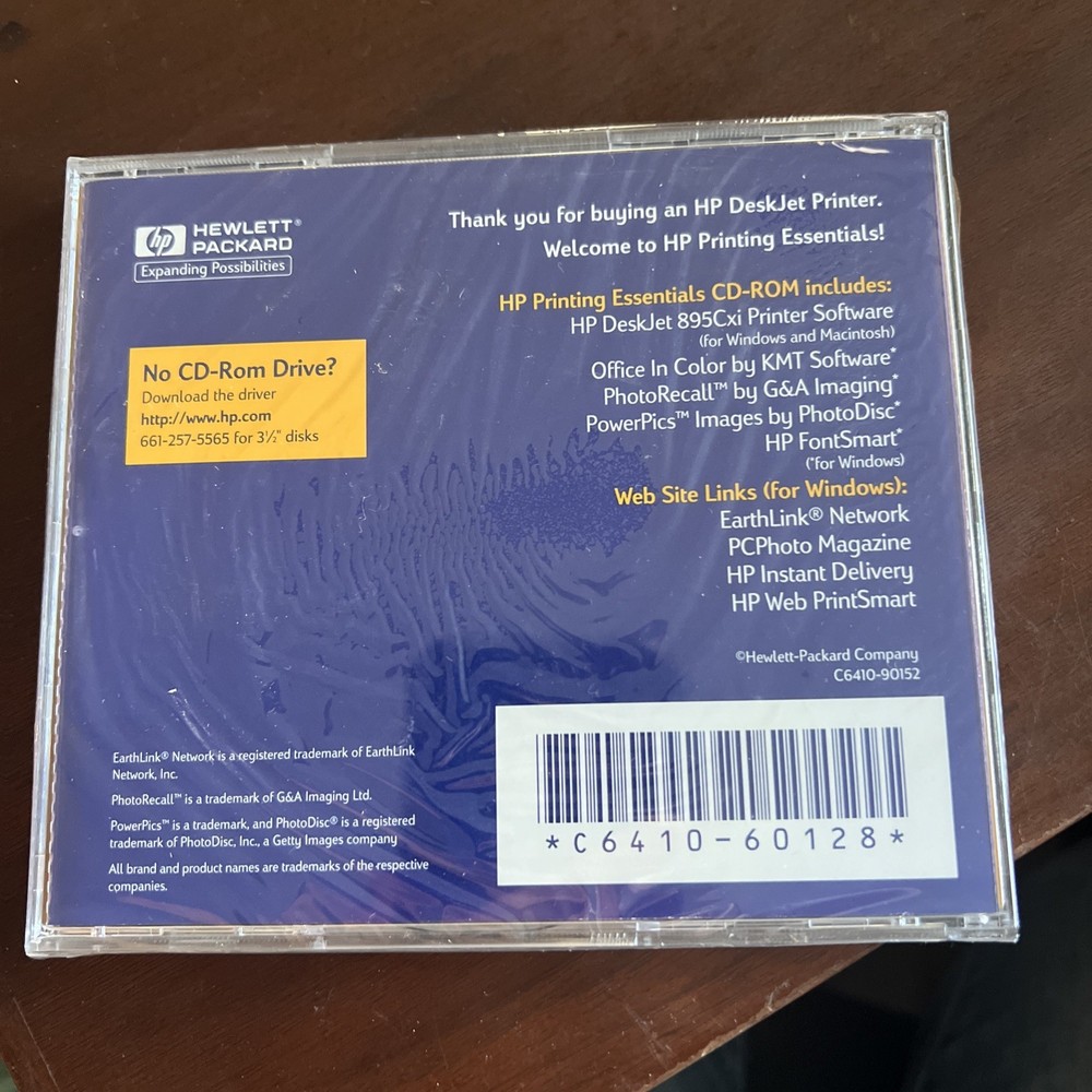 New HP Printing Essentials Software DeskJet 895Cxi Printer PC