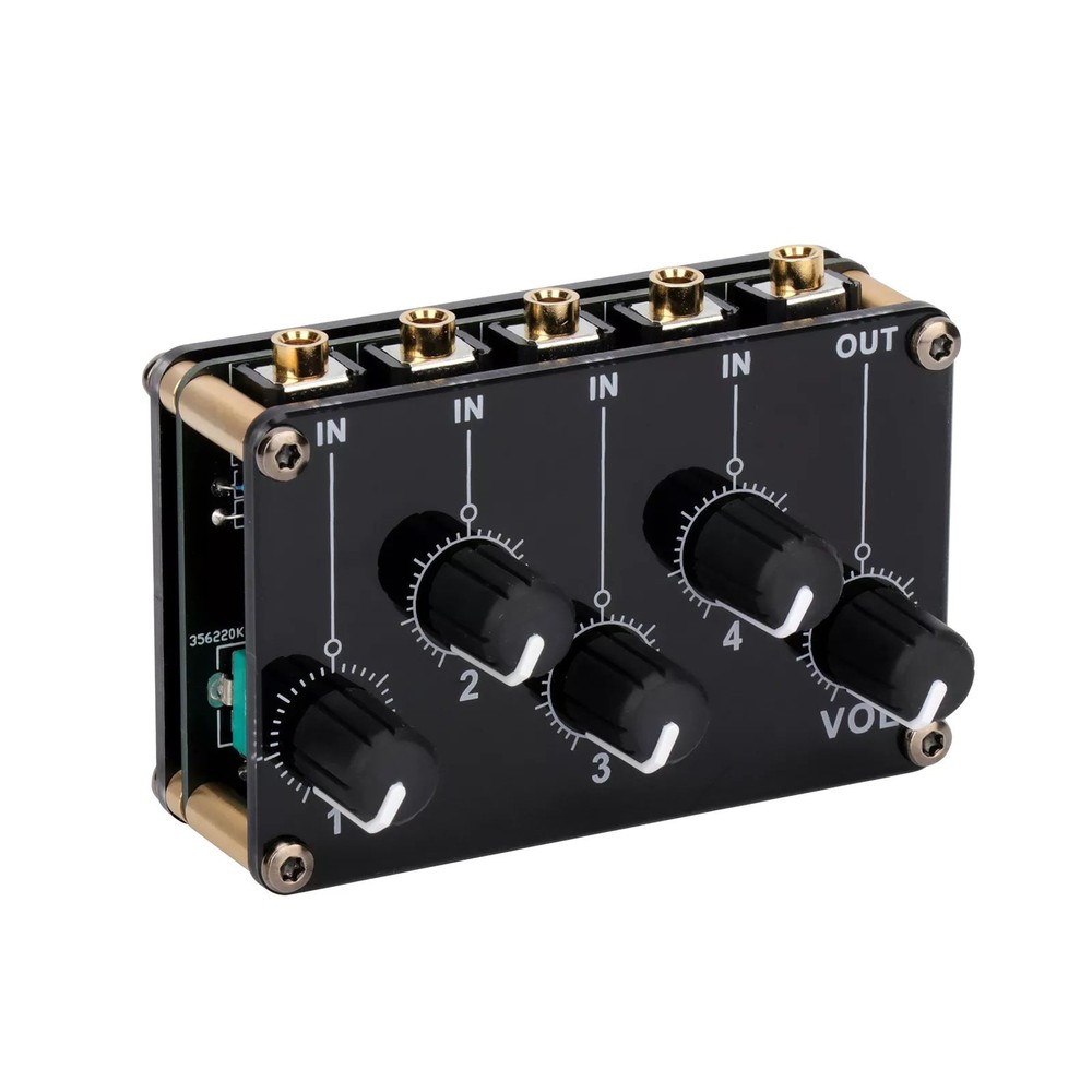 Stereo Audio Mixer With 4x 3.5mm input interfaces and 1x 3.5mm output interface