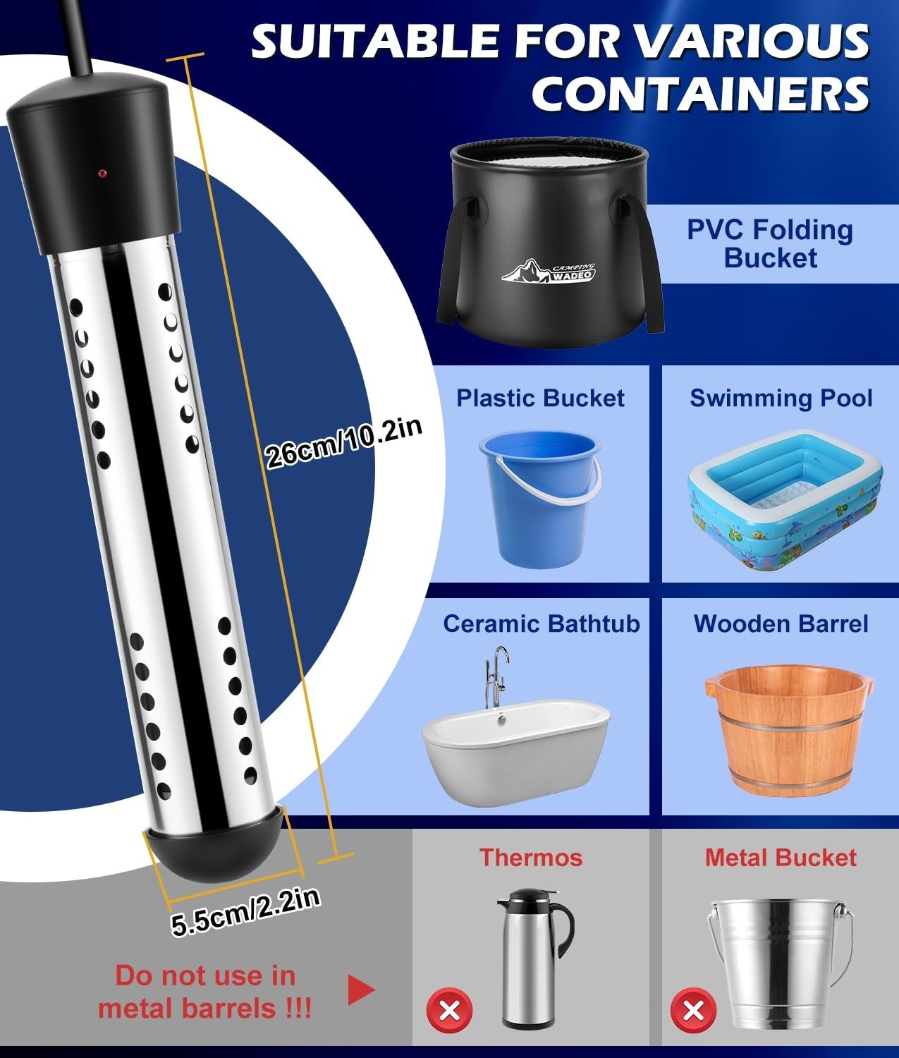 2026 Upgraded Portable Shower with Heater,5 Gal Foldable Bucket,LED Display