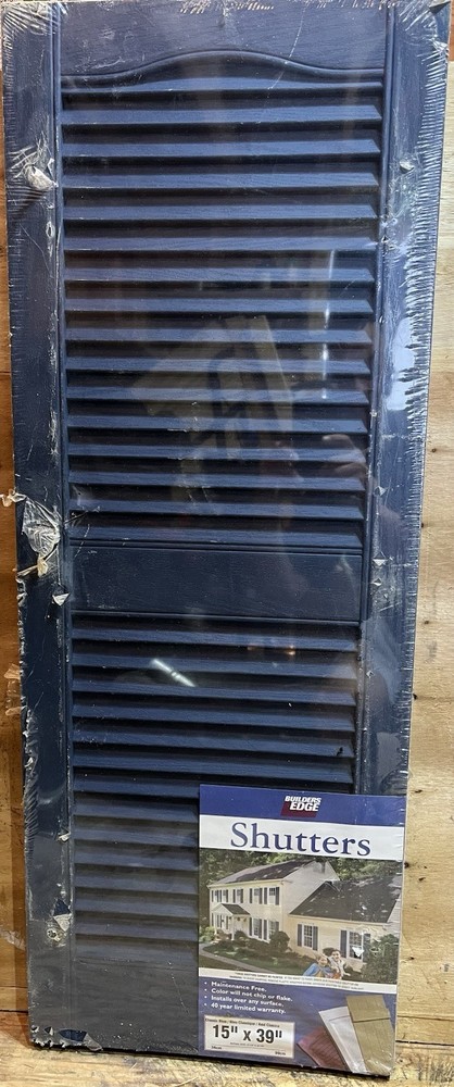 Builders Edge Blue Louvered Shutters