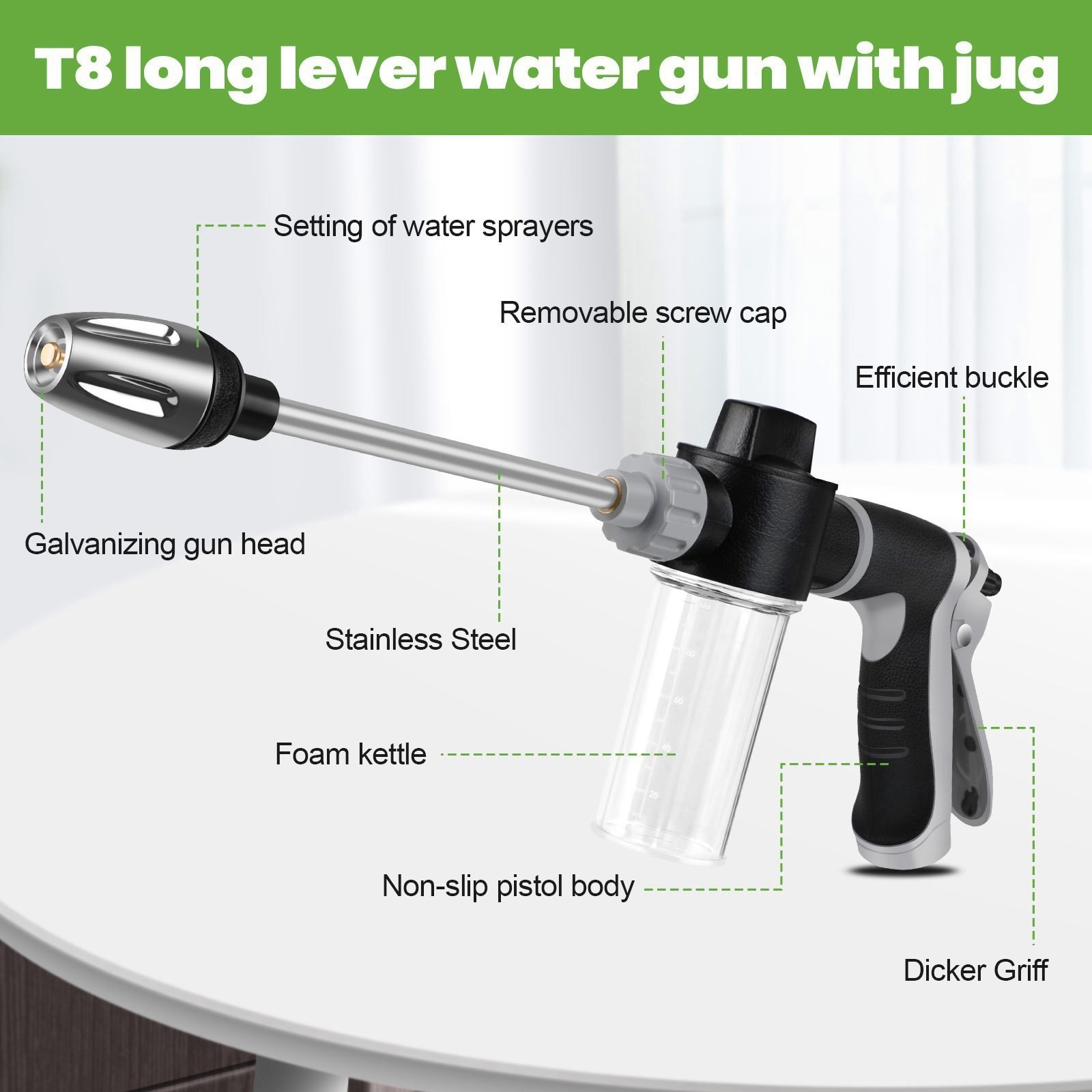 Car Wash Foam Gun High Pressure Water Garden Hose Nozzle Soap Foam Sprayer BK/OR