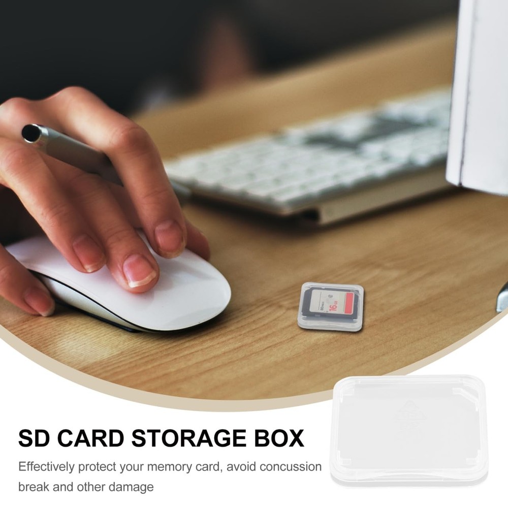 100 Pack Transparent Card Cases Storage Boxes Compact Plastic Memory Card Hol...