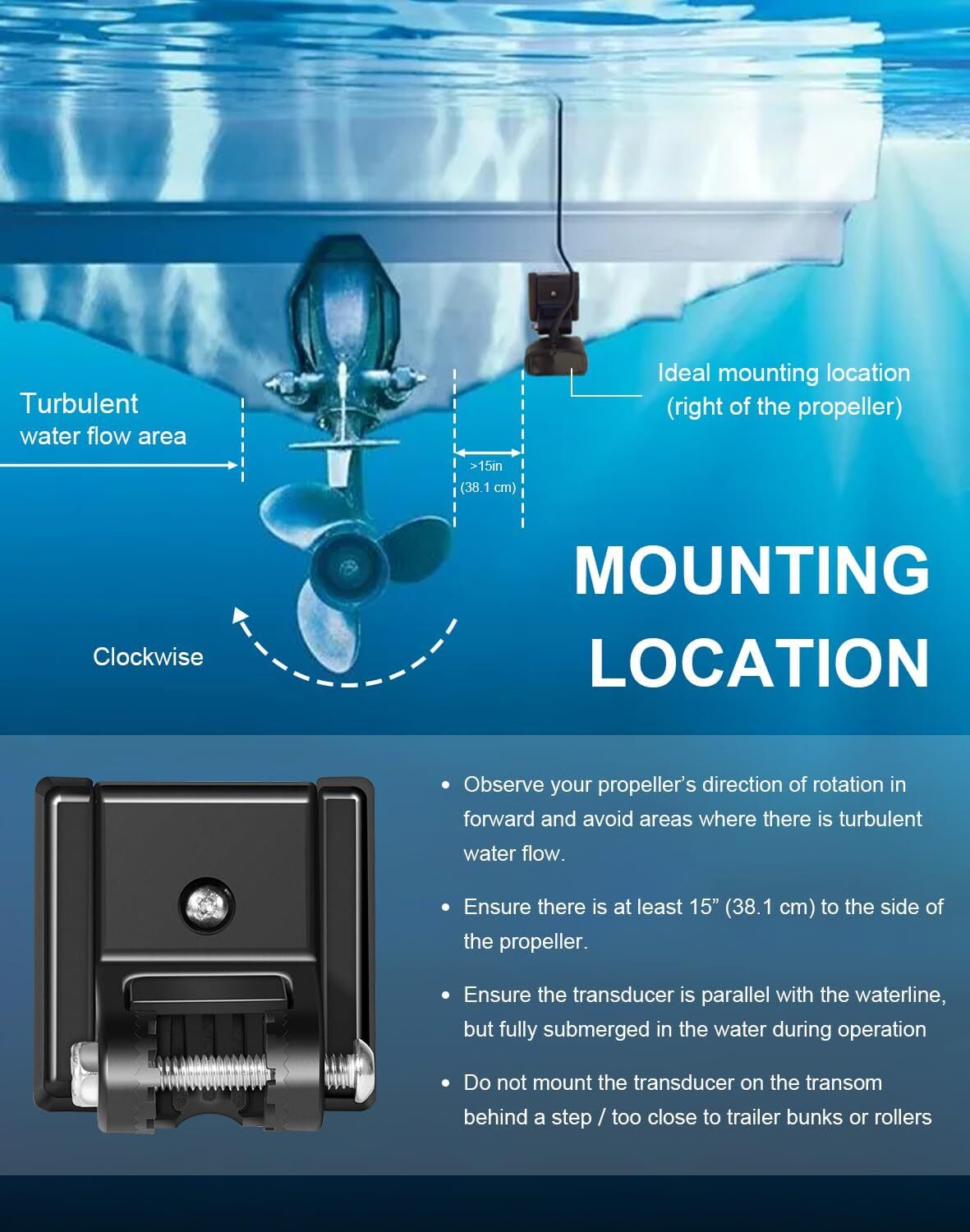 For Humminbird 740093-1 Transducer Mount MHX XNT Hardware Transom Mount Bracket