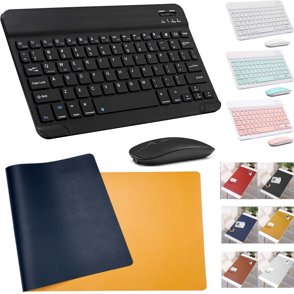 10" Mini Slim Bluetooth Wireless Keyboard and Mouse Set Mat For iPad Windows