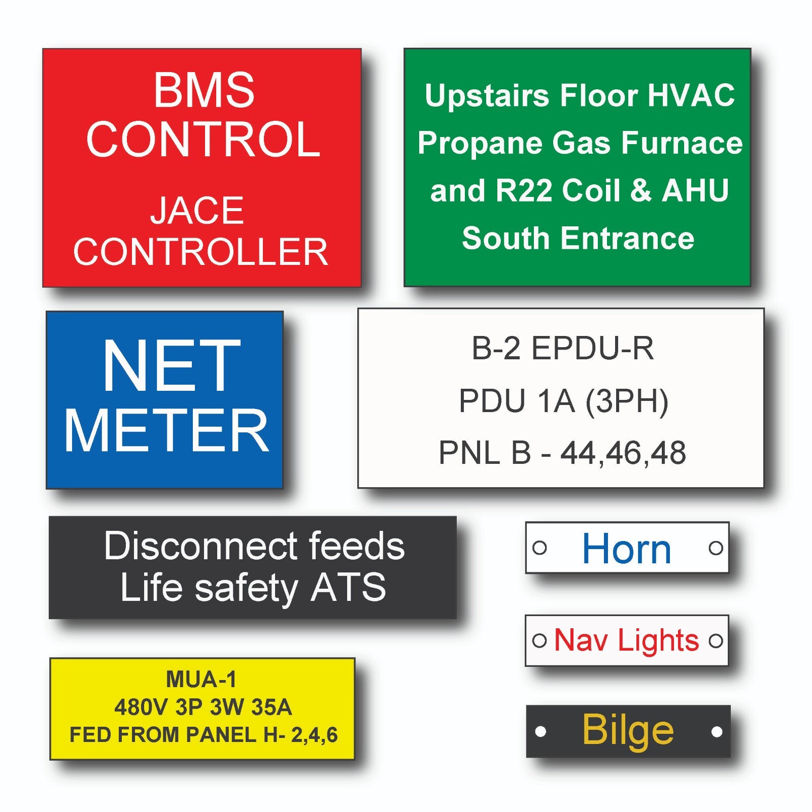 Engraved Electrical Panel Labels, Phenolic Labels, Breaker Box Labels, Meter tag