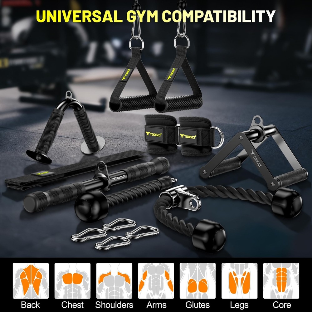 Cable Attachments for Gym, LAT Pulldown & Cable Machine Attachment Set: V-Sha...