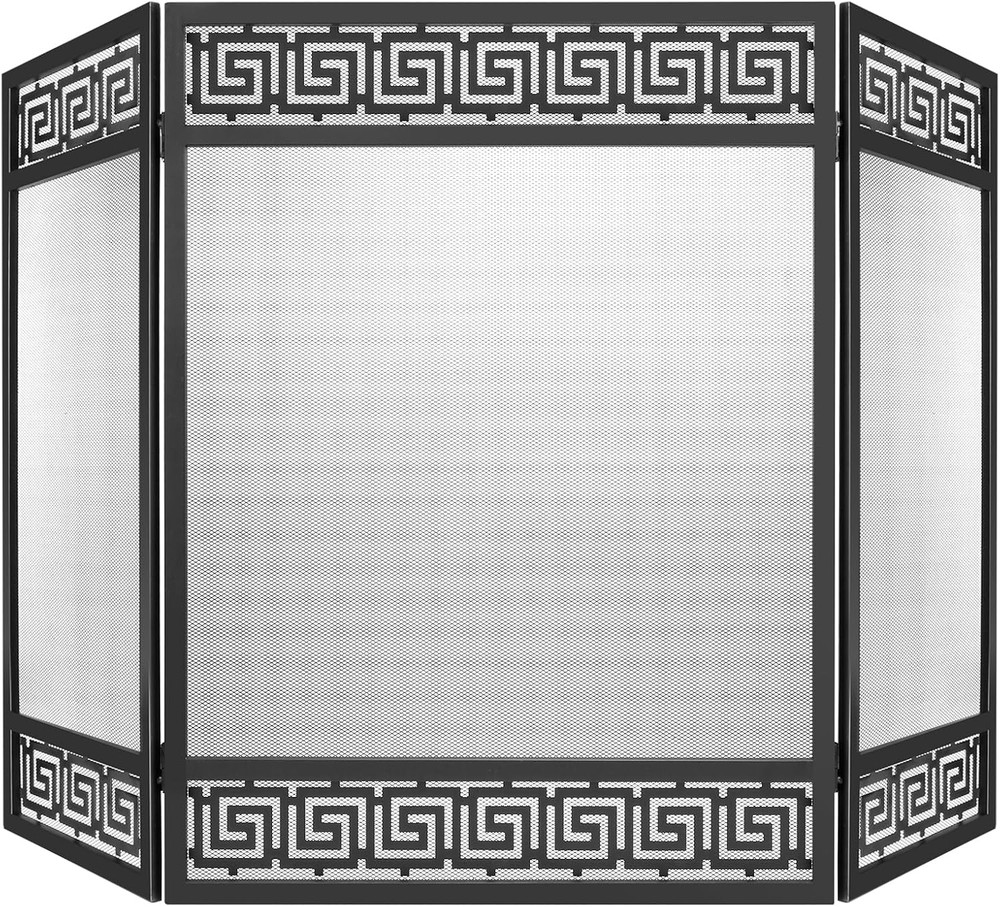 Extra Large 3-Panel Foldable Fireplace Screen - Stylish & Versatile Design