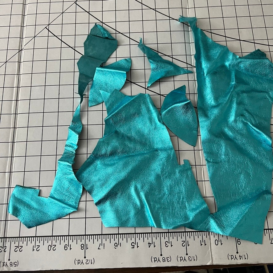 Turquoise Leather Scraps Fabrics