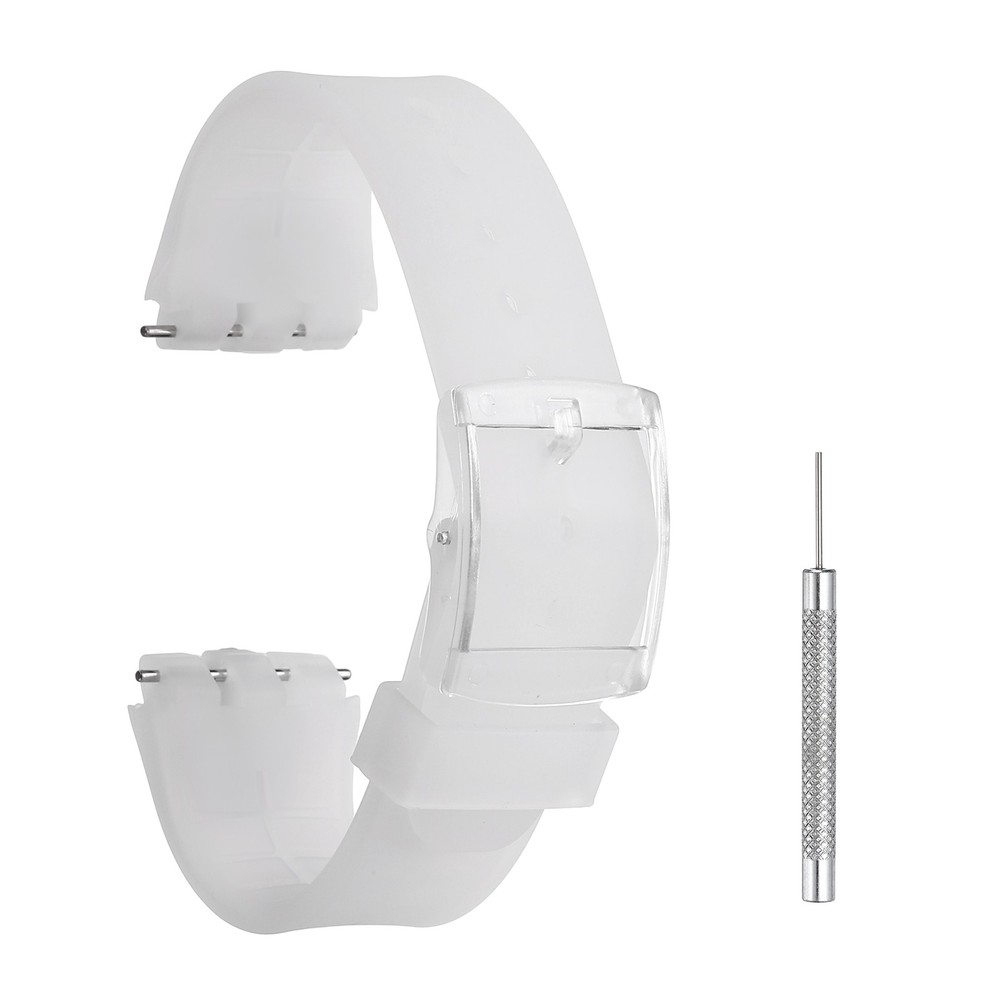20mm Silicone Watch Strap with Spring Bar and Plastic Buckle, Translucent