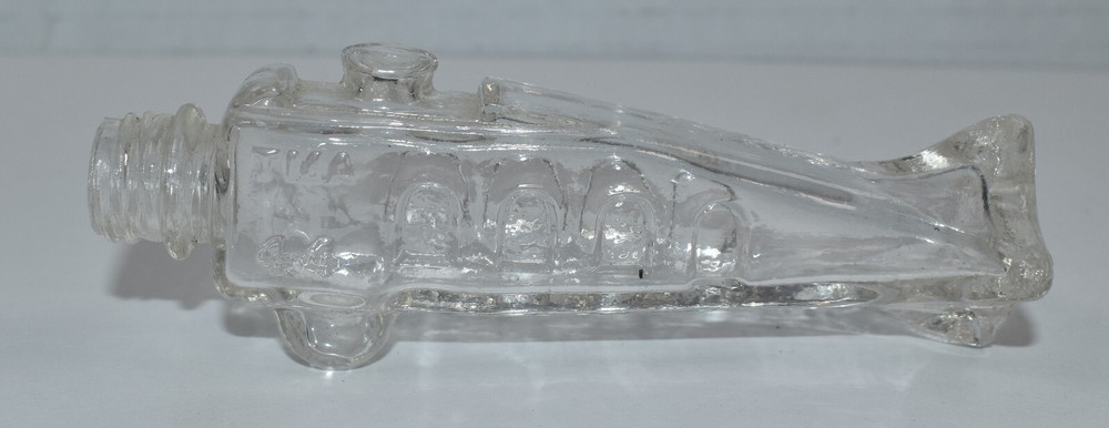 Antique Vintage Airplane Shaped Glass Candy Container