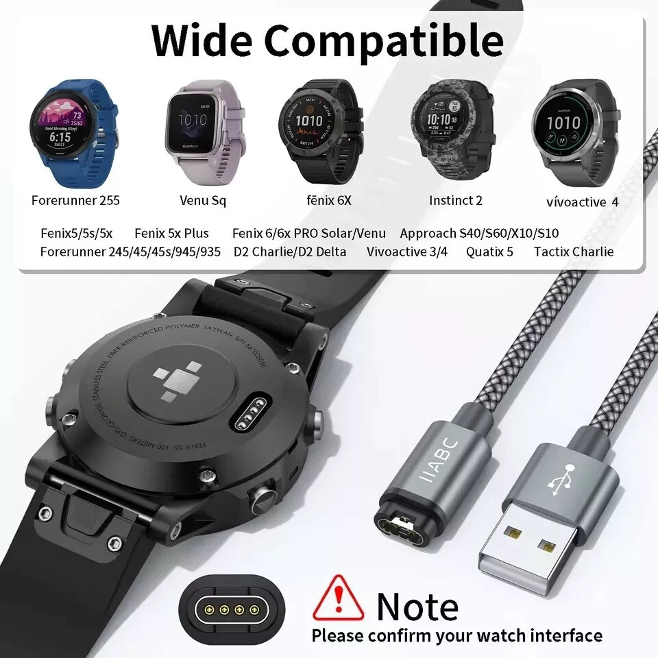 Compatible for Garmin Watch Charger Cable (2 Pack)