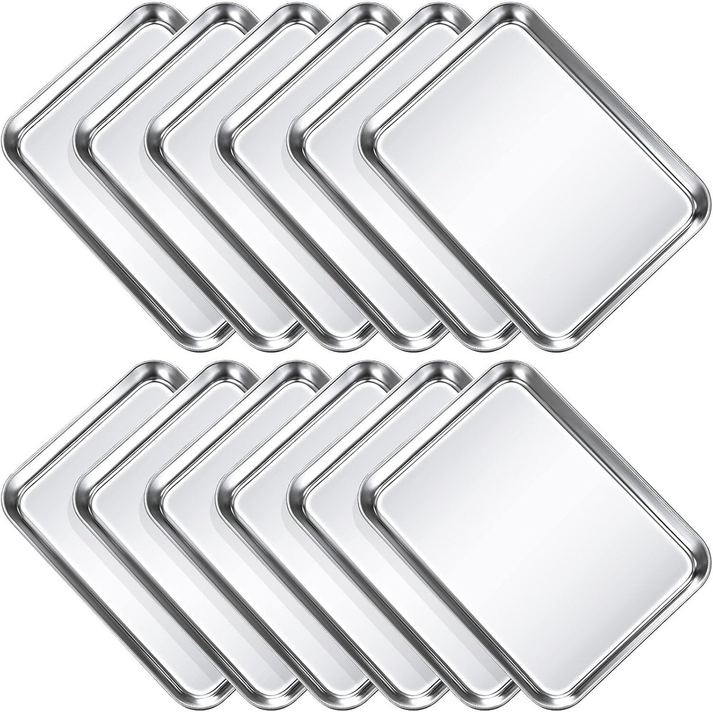 12 Piece Baking Pan Set, Stainless Steel Tray Rectangular Tray, Nonstick