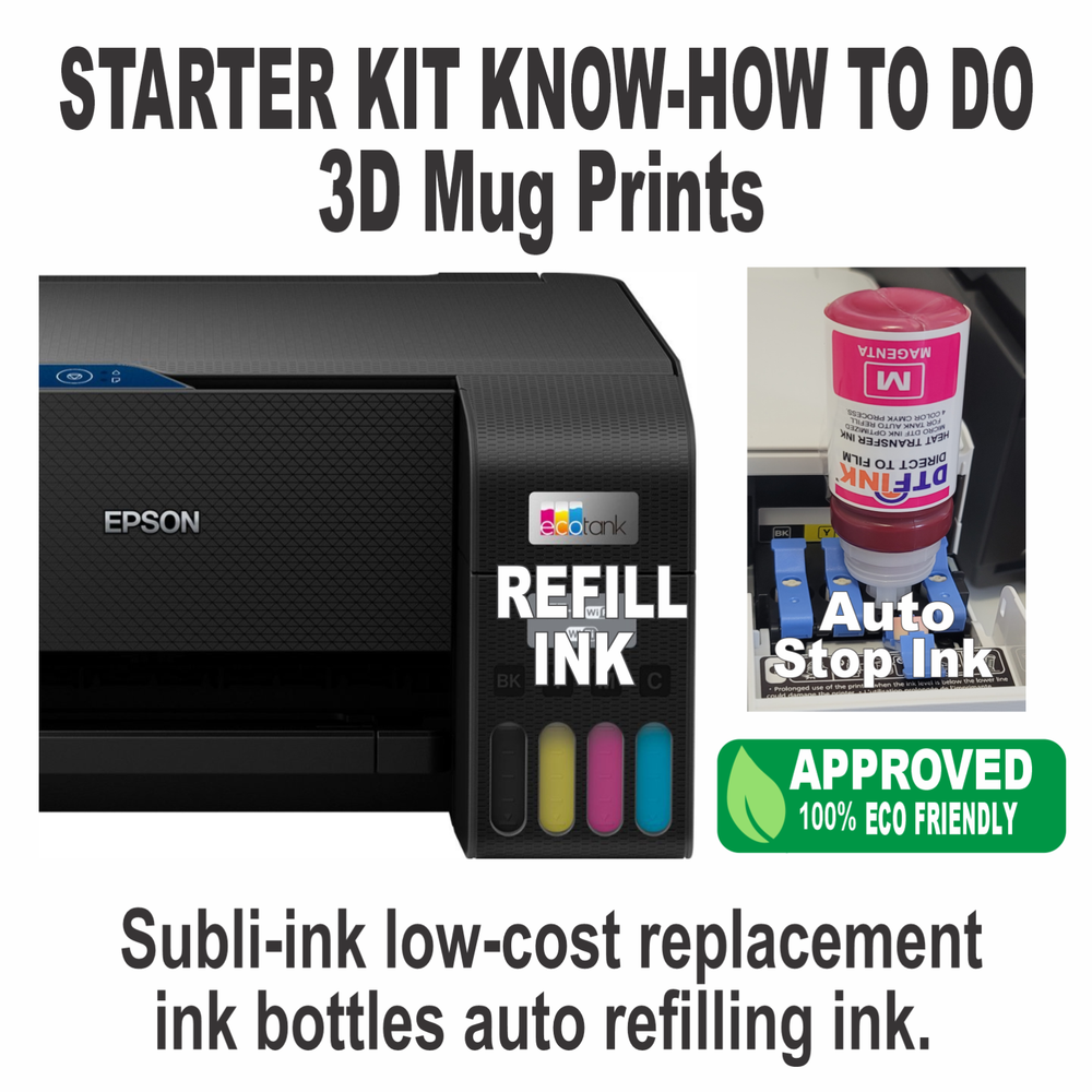 Epson Printer with Sublimation ink Print 3D Mug Heat Press Machine Start Kit