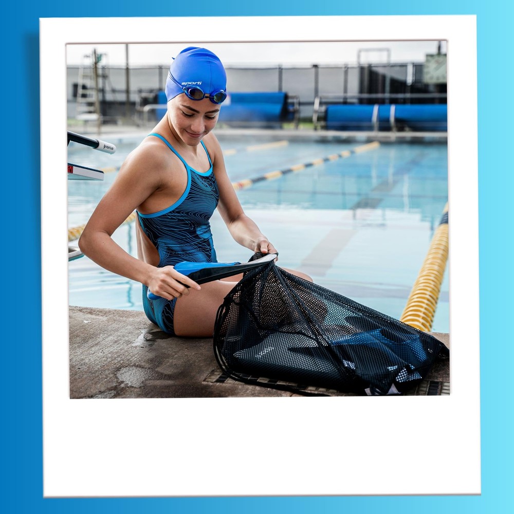 Mesh Swim Gear Bag – QuickDry Drawstring for Pool, Beach & Gym Storage