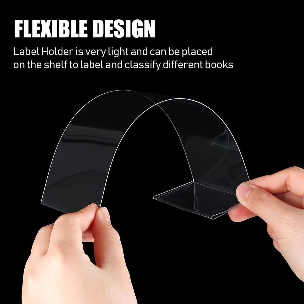 Transparent Shelf Label Holders - 15 Moveable Labels for Classroom & Office