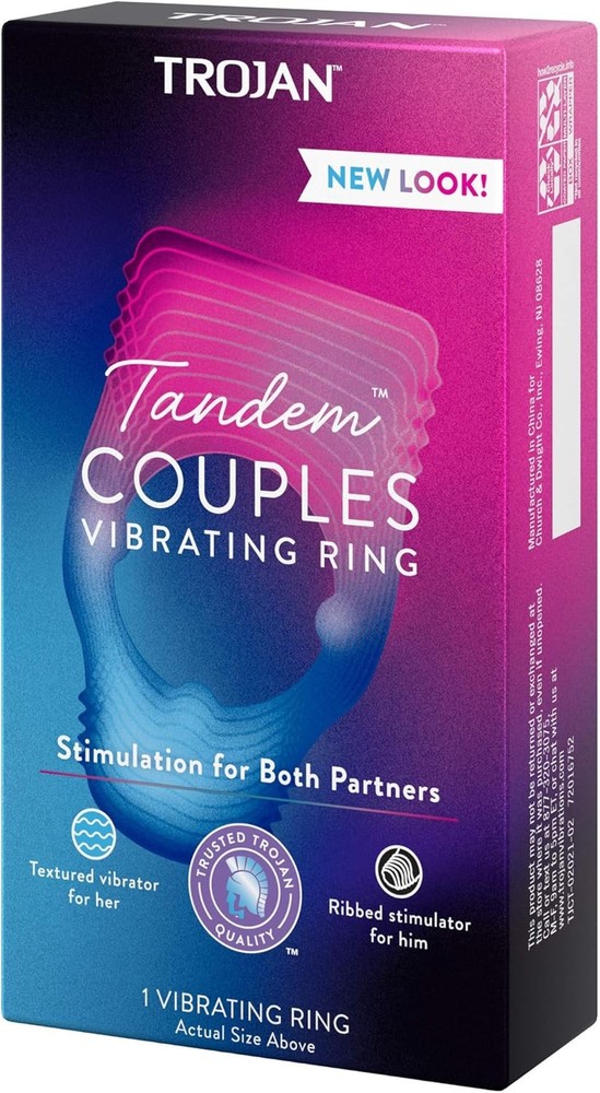 Tandem Couples Vibrating Ring, Personal Massager, 1 Count, Violet