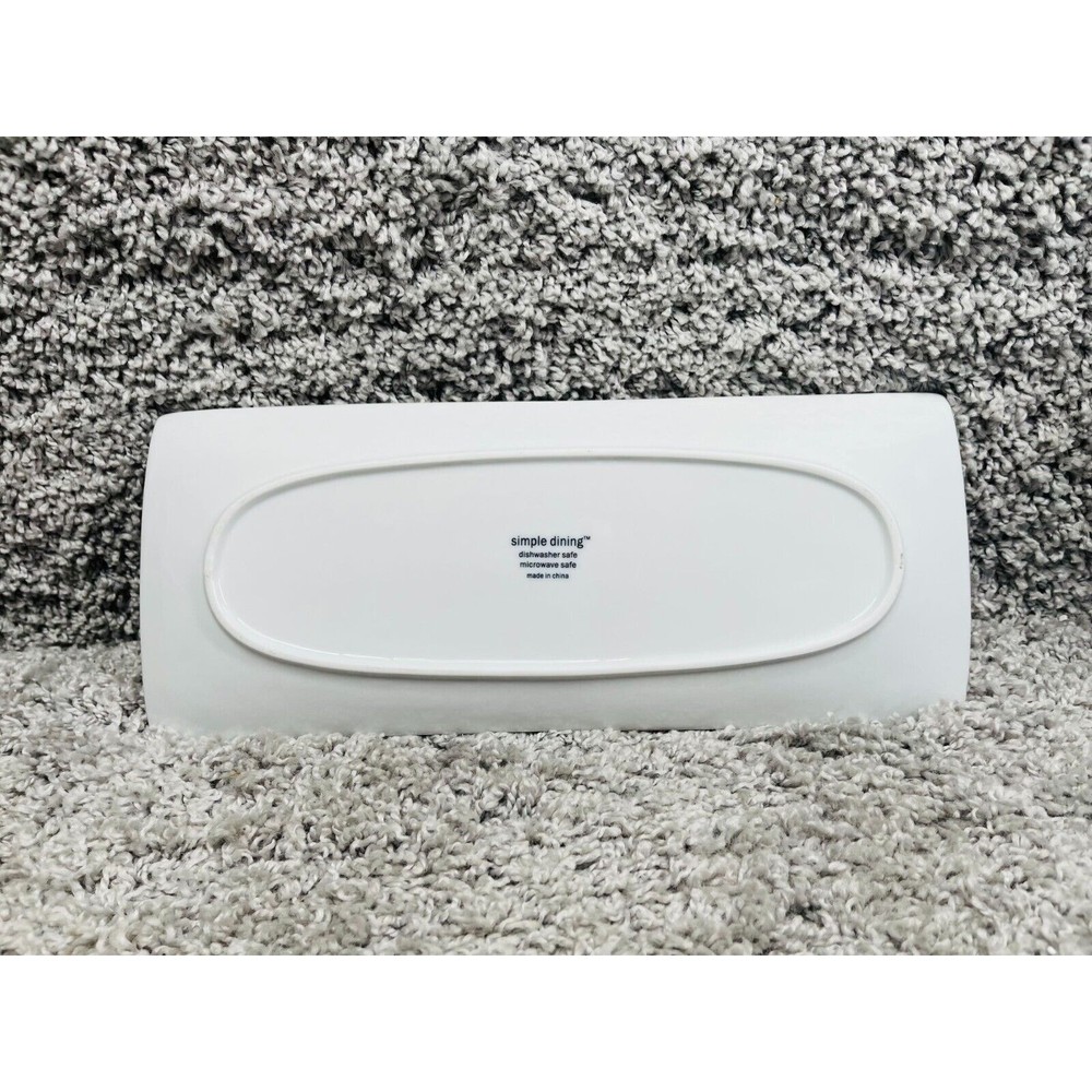 Simple Dining Ceramic White Concaved Rectangle Platter Serving Plate 14"X6"