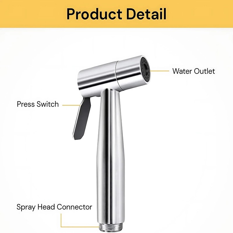 US Toilet Shattaf Adapter Hose Bidet Spray Stainless Steel Handheld Shower Head