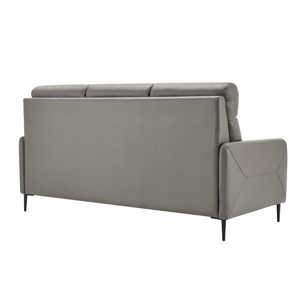 Modway Huxley Leather Sofa in Gray