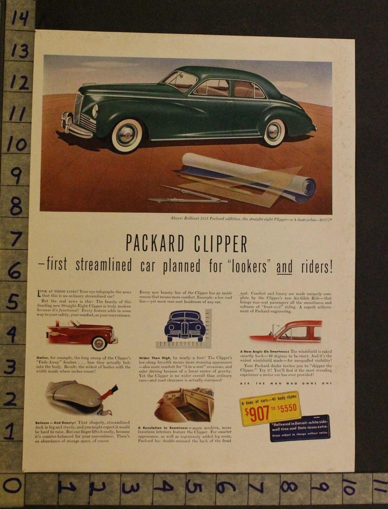 1941 PACKARD CLIPPER ARCHITECTURE CONSTRUCT PLAN DETROIT MOTOR CAR AUTO AD UR77