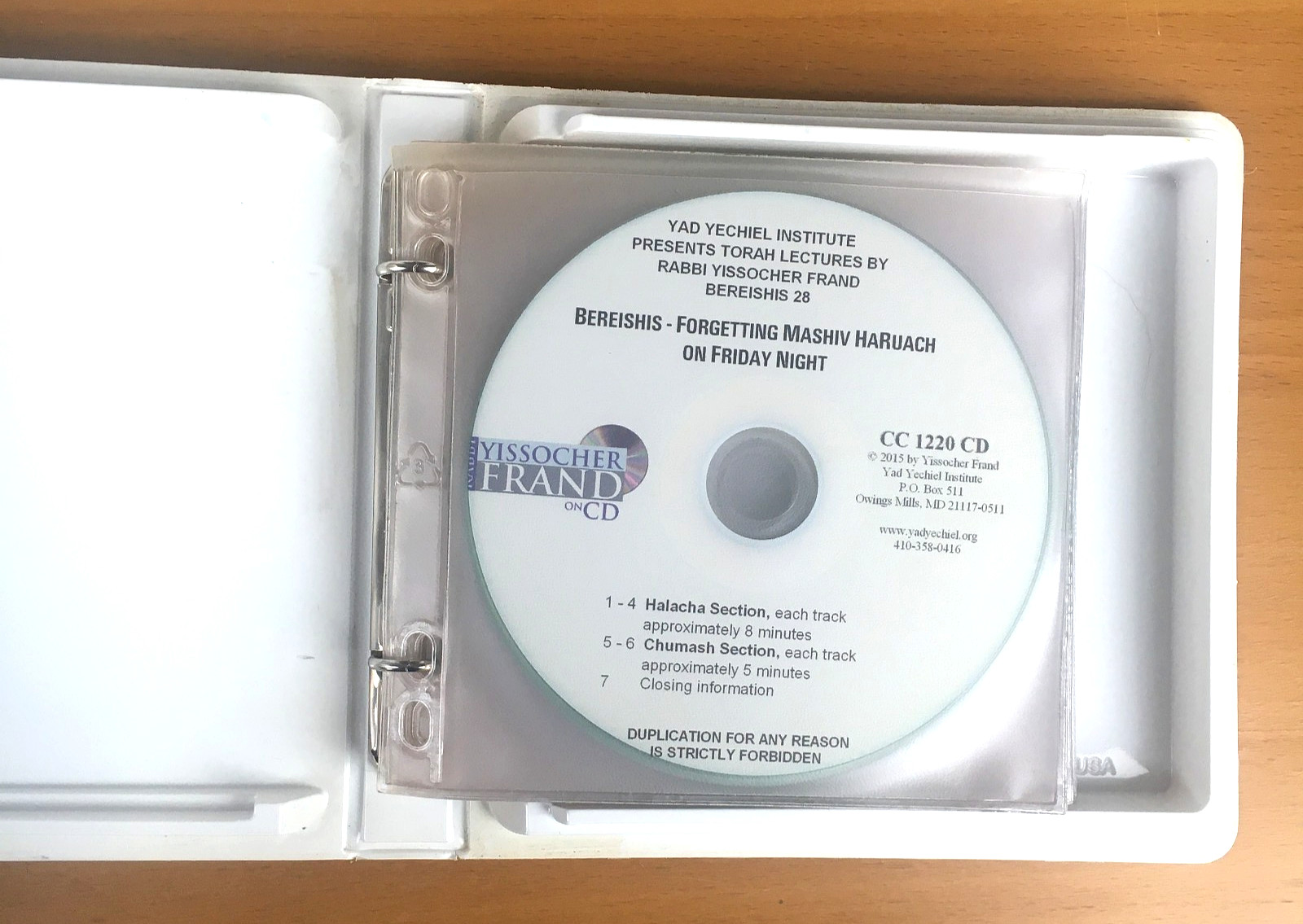 Rabbi Yissocher Frand BEREISHIS Commuter's Chavrusah Lecture Series 28 12 CD Set